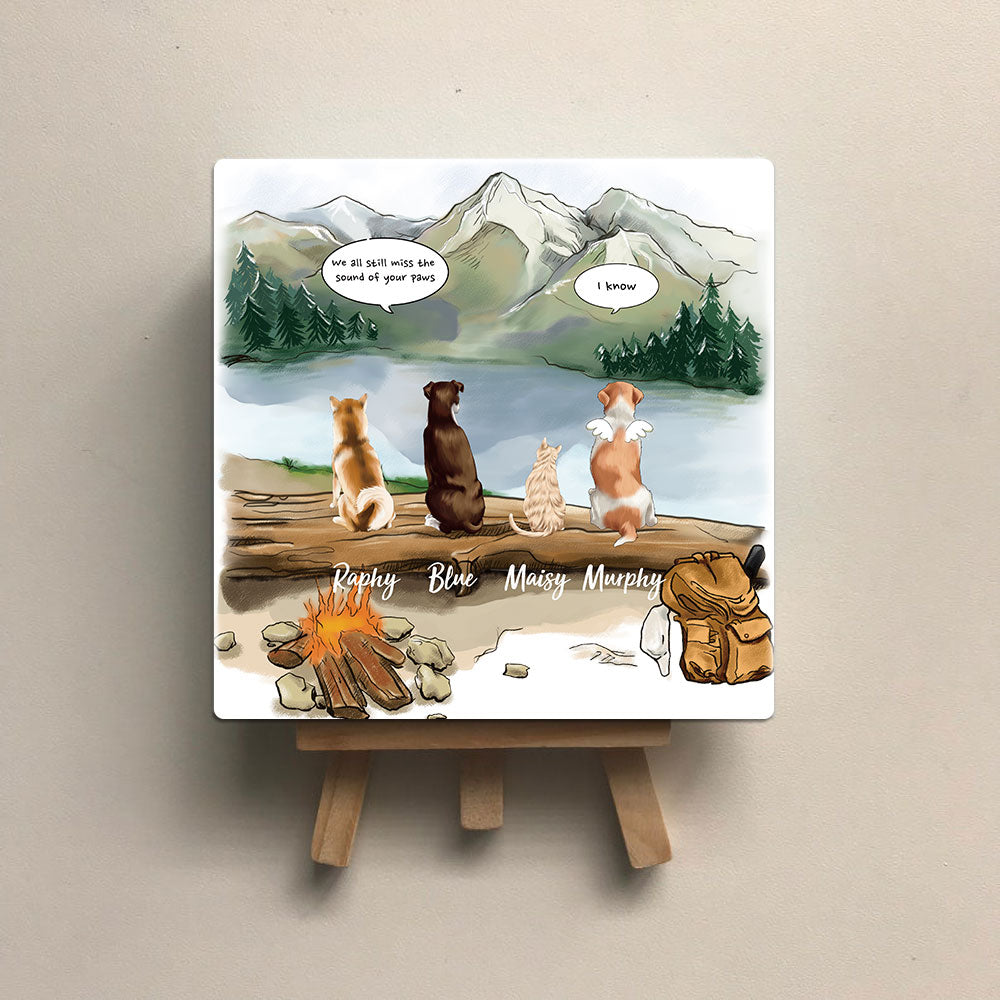 Personalized Pet Memorial Square Stone Album-Dog Cat Loss Gifts-Pet Bereavement Gift-DOG & CAT-Mountain-hiking - Jonxifon