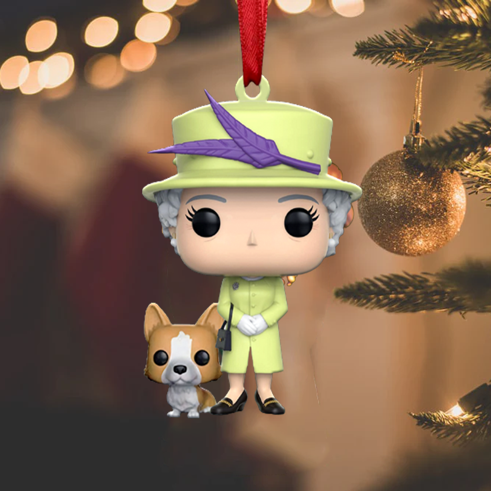 Queen Elizabeth II with Corgi - Christmas Ornament JonxiFon