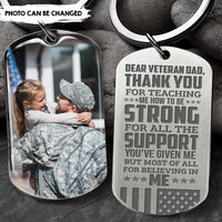 Thumbnail for Dear Veteran Dad Photo Metal Keychain, Gift for Father's day, Veteran Dad