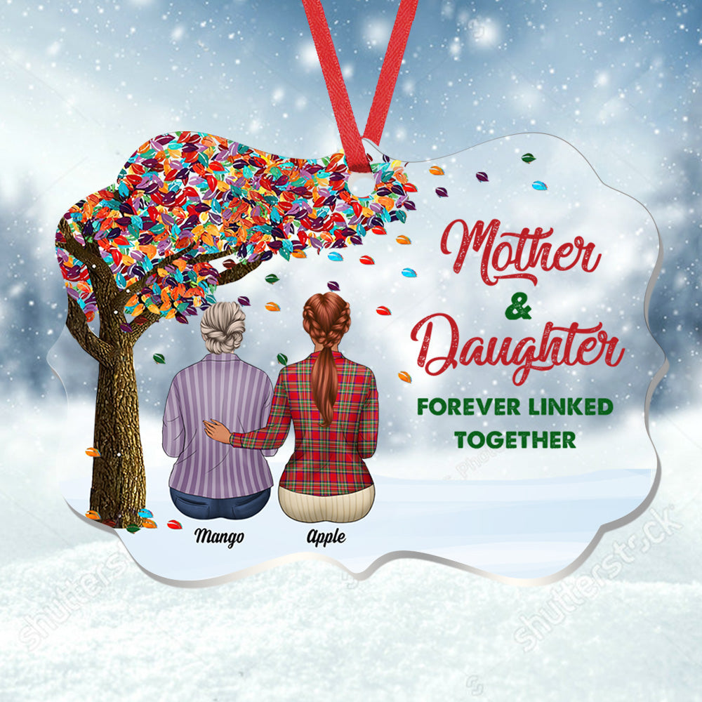 Personalized Mom Grandma Tree Daughters Acrylic Benelux Ornament, Customized Holiday Ornament CHI-YEN