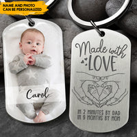 Thumbnail for This baby is made with love Photo Metal Keychain, Gift for new mom new dad