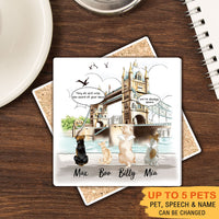 Thumbnail for Personalized Pet Memorial Square Stone Coasters-Dog Cat Loss Gifts-Pet Bereavement Gift-DOG & CAT-London Bridge - Jonxifon