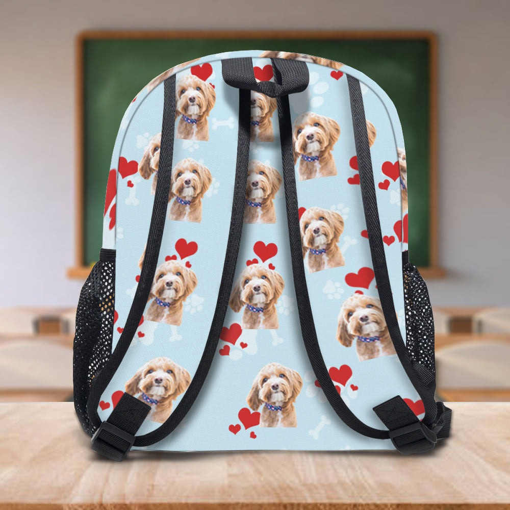 Custom Pet Photo I Go To School With My Dog Kid Backpack, Back-to-school Gift