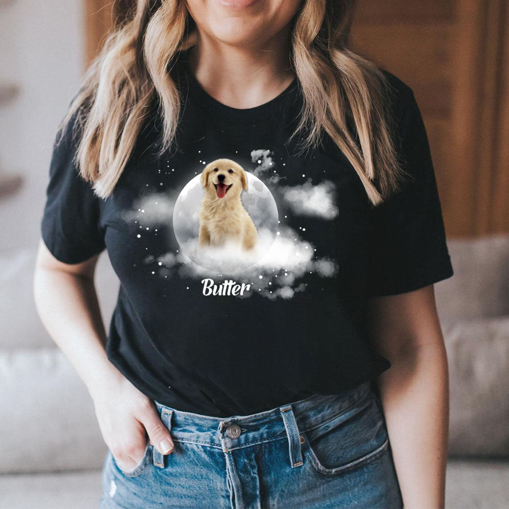 Custom Photo Dog Moon Dog T-shirt, Dog Lover Gift