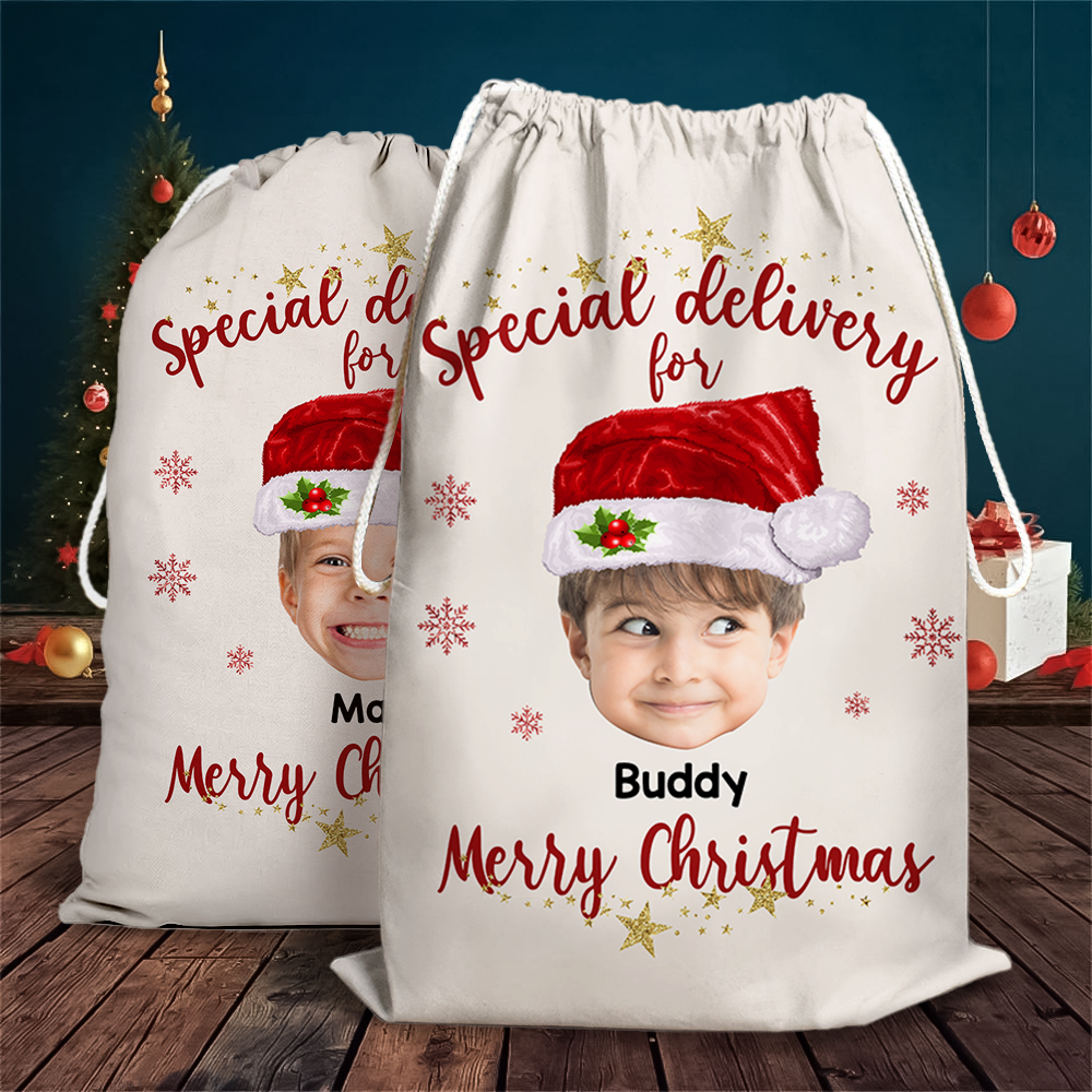 Personalized  Special Delivery Face Photo Family Christmas Bag, Christmas Gift Dung-Yen