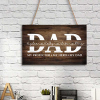 Thumbnail for Dad My Protector My Hero My Dad Personalized Rectangle Wood Sign