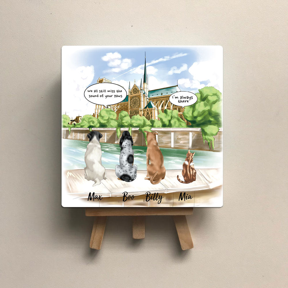 Personalized Pet Memorial Square Stone Album-Dog Cat Loss Gifts-Pet Bereavement Gift-DOG & CAT-Notre-Dame de Paris - Jonxifon