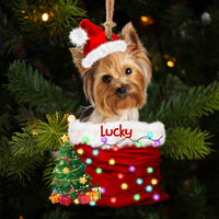 Thumbnail for Personalized Upload Photo Dog Christmas Santa Acrylic Ornament, Customized Holiday Ornament JonxiFon