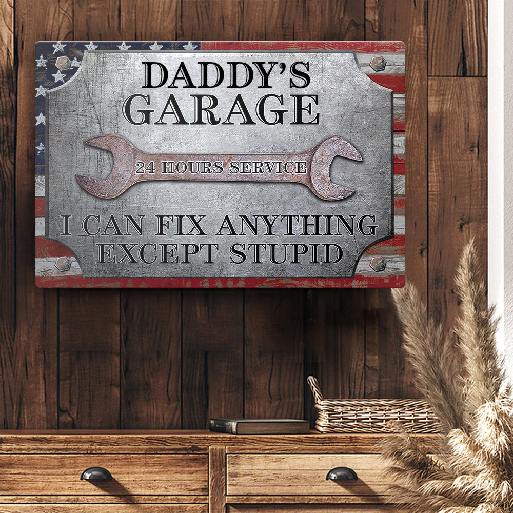 Dad Can Fix Anything - Personalized Metal sign, Custom Vintage Bar Sign