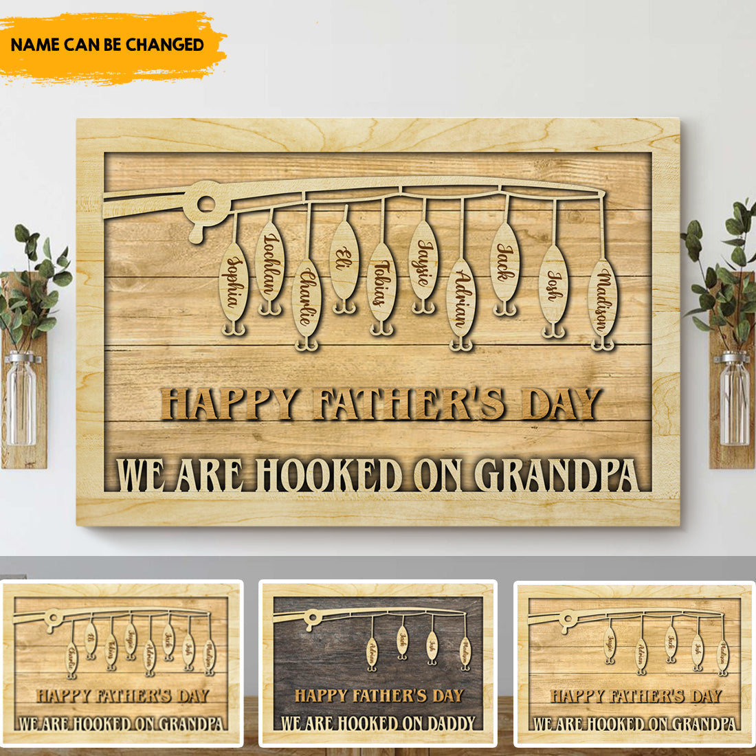 WE ARE HOOKED ON GRANDPA/DADDY - Personalized Canvas