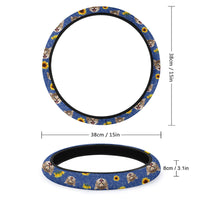 Thumbnail for Personalized Dog Cat Face Sunflower Pattern Steering Wheel Cover, Pet Lover Gift JonxiFon