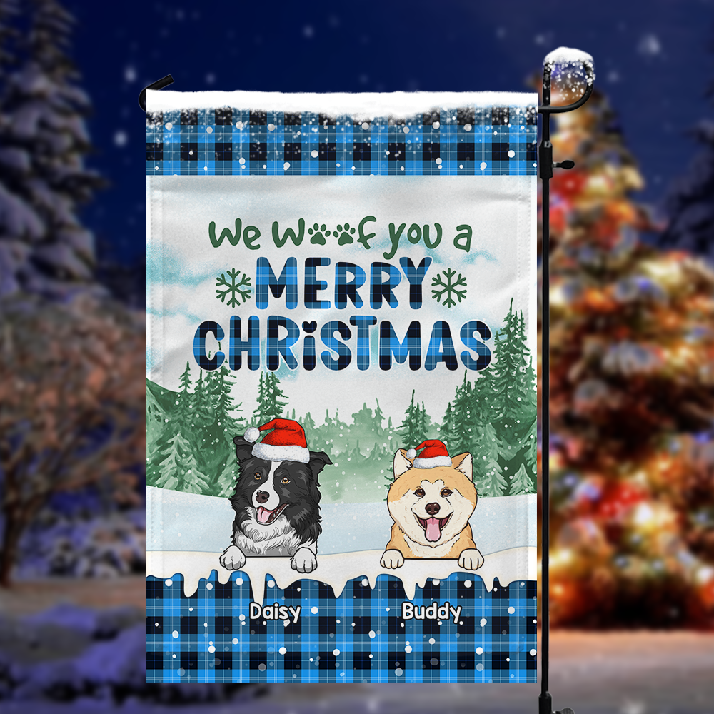 Personalized Christmas Pattern We Woof You Dog Flag, House Decor CHI-YEN