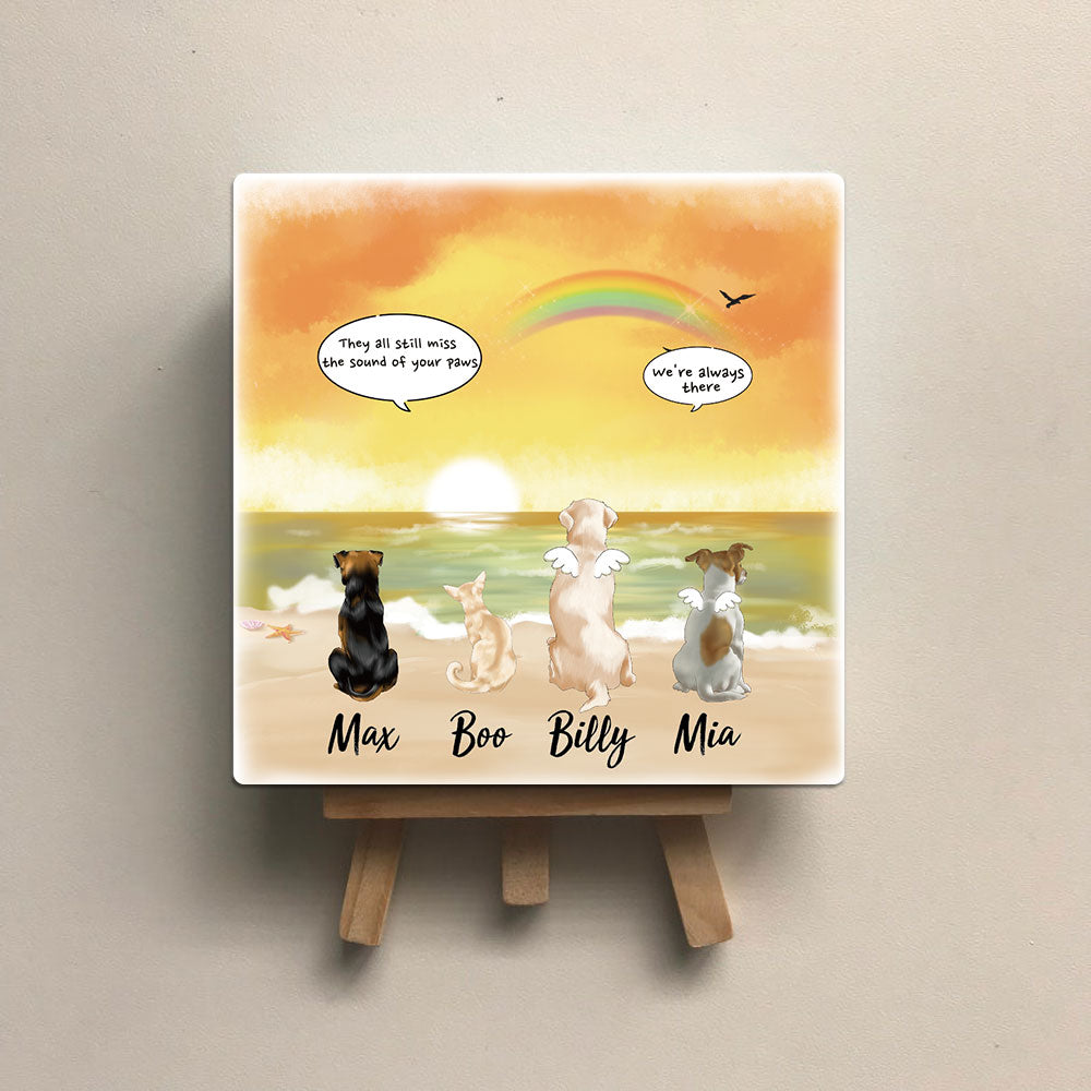 Personalized Pet Memorial Square Stone Album-Dog Cat Loss Gifts-Pet Bereavement Gift-DOG & CAT-Sunset - Jonxifon