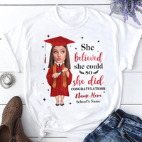 Thumbnail for Personalized She Believed She Could Senior Class Of 2023 Graduation T-shirt, Grad Gift CustomCat