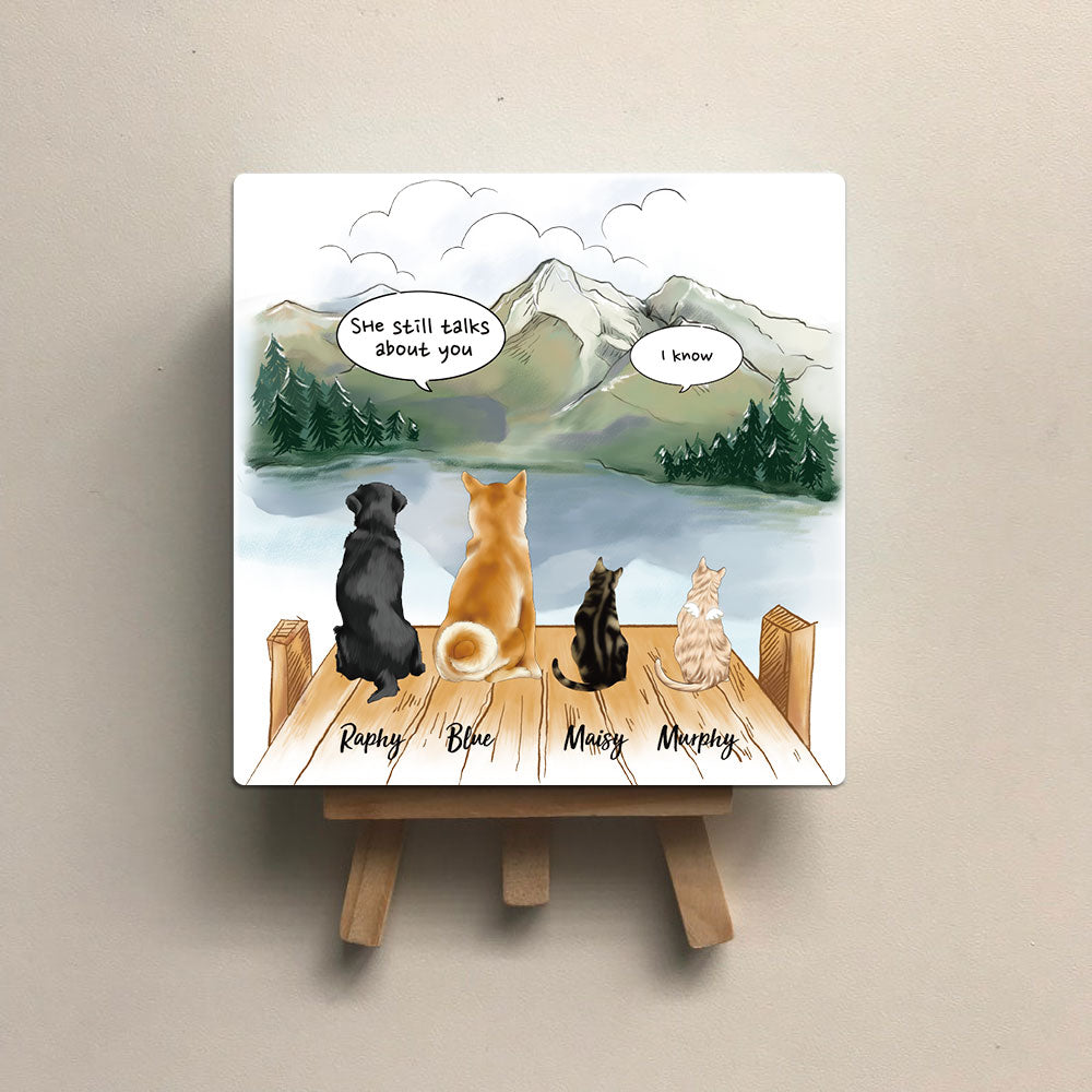 Pet Memorial Square Mountain Stone Album - Dog Cat Loss Gifts - Jonxifon