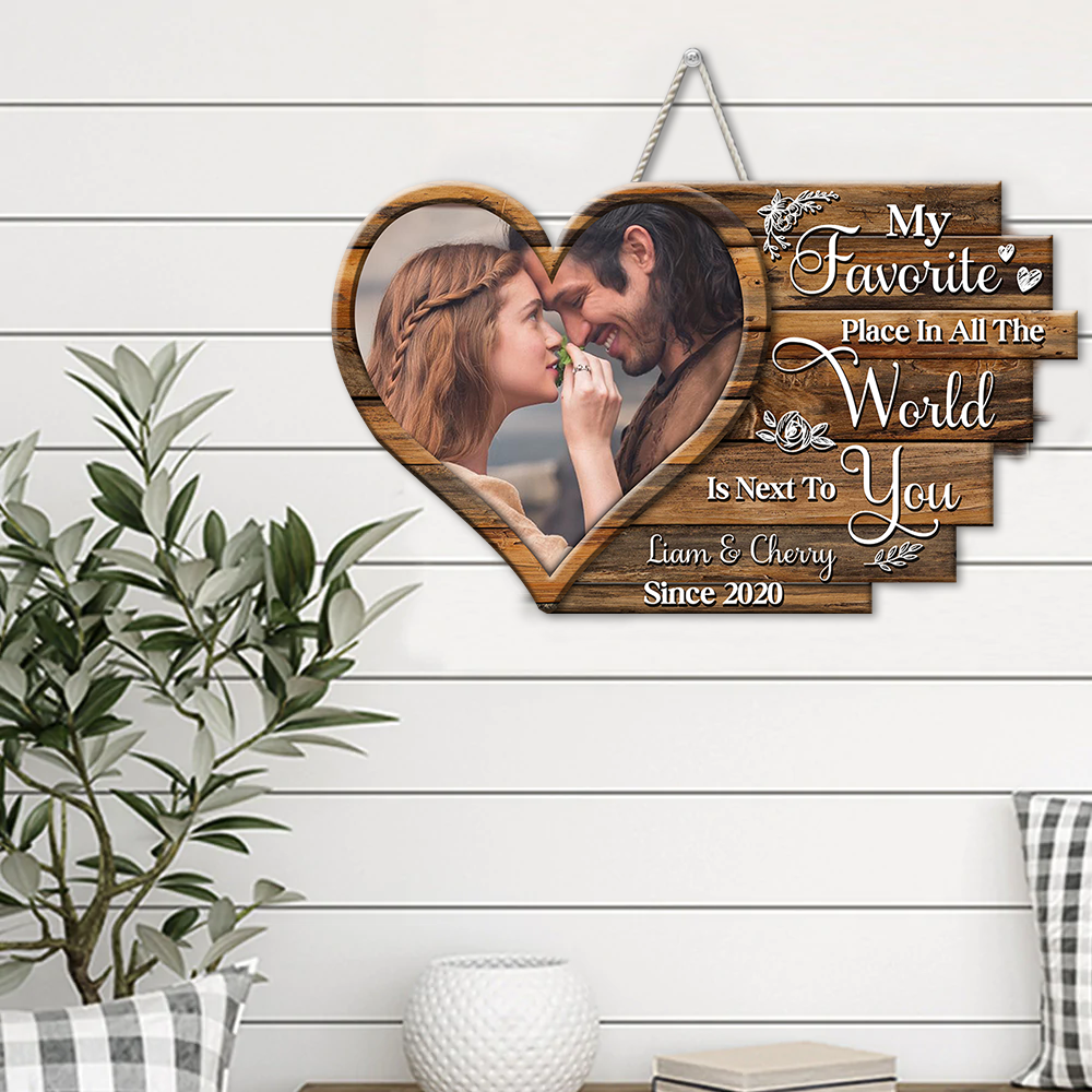 Personalized My Favorite Place Is Next To You Couple Wood Sign, Valentine's Day Gift For Couple CHI-YEN