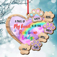 Thumbnail for Piece Of Heart At Rainbow Bridge Dog Cat Loss Of Pet Memorial Personalized Wood Ornament Cutout CHI-YEN