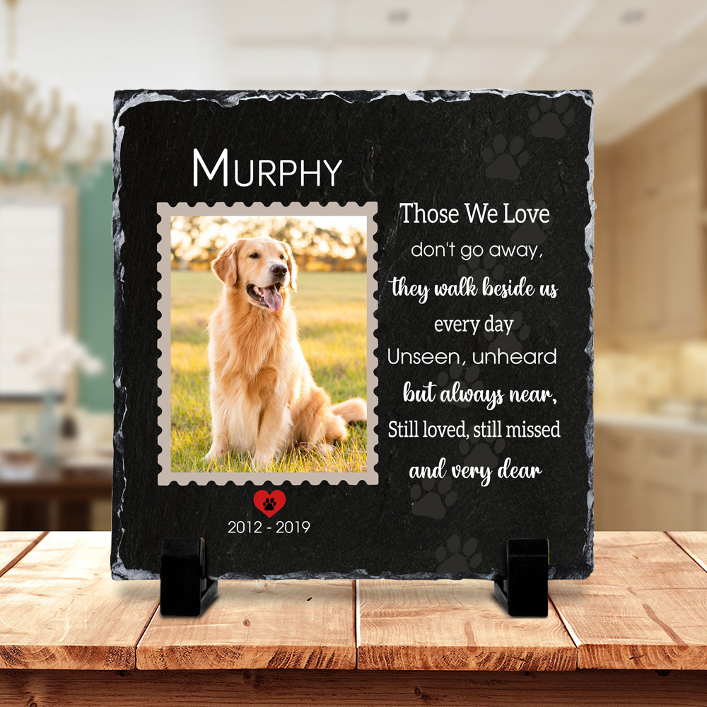 Pet Memorial Stone with Photo - Square Slate Photo