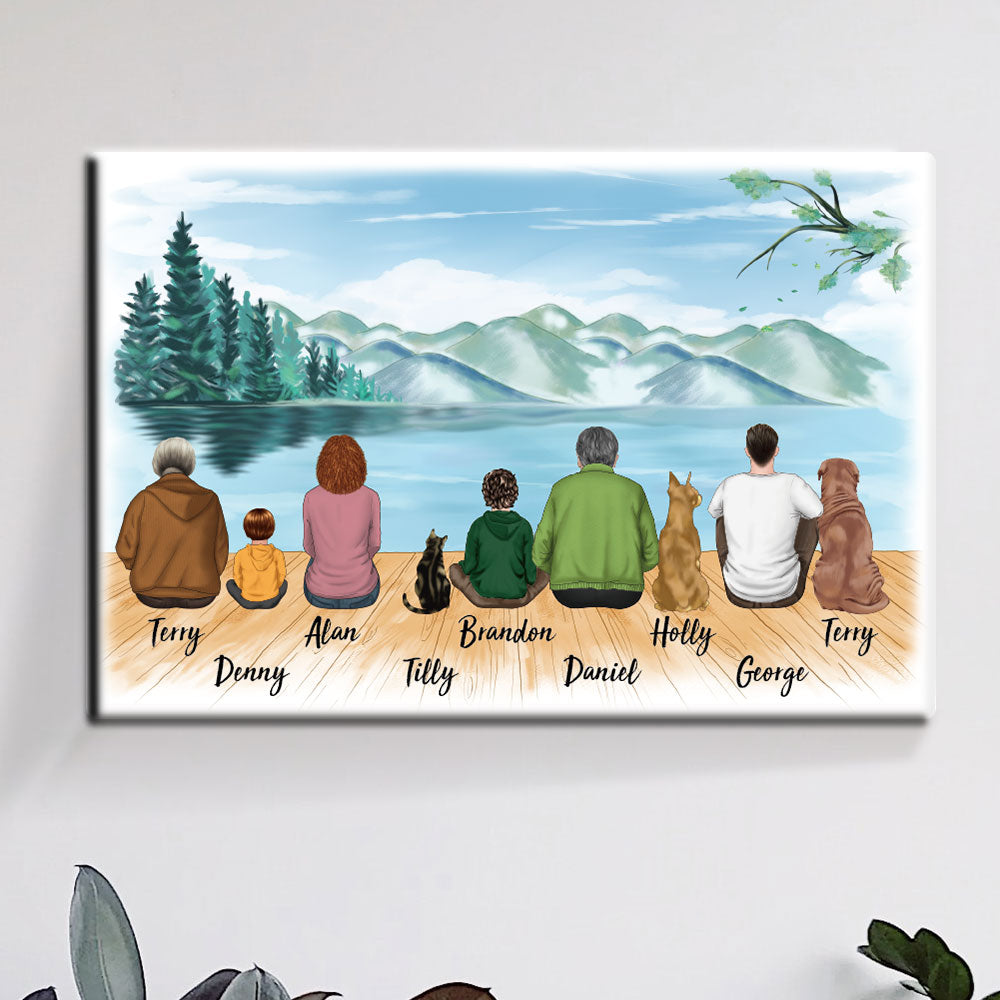 Family Canvas Print Gifts For The Whole Family - Beach & Wooden Dock - Jonxifon