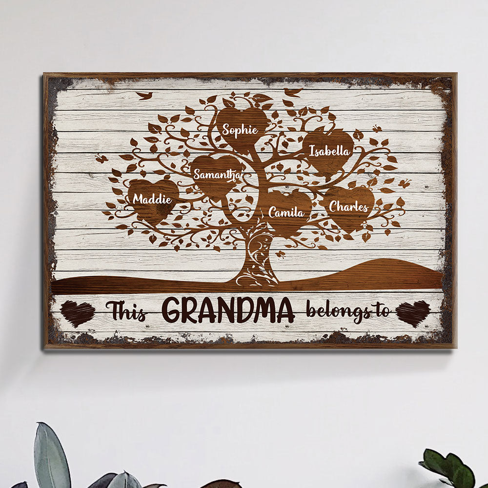 This Grandma Belongs To Personalized Canvas Wall Art - Jonxifon