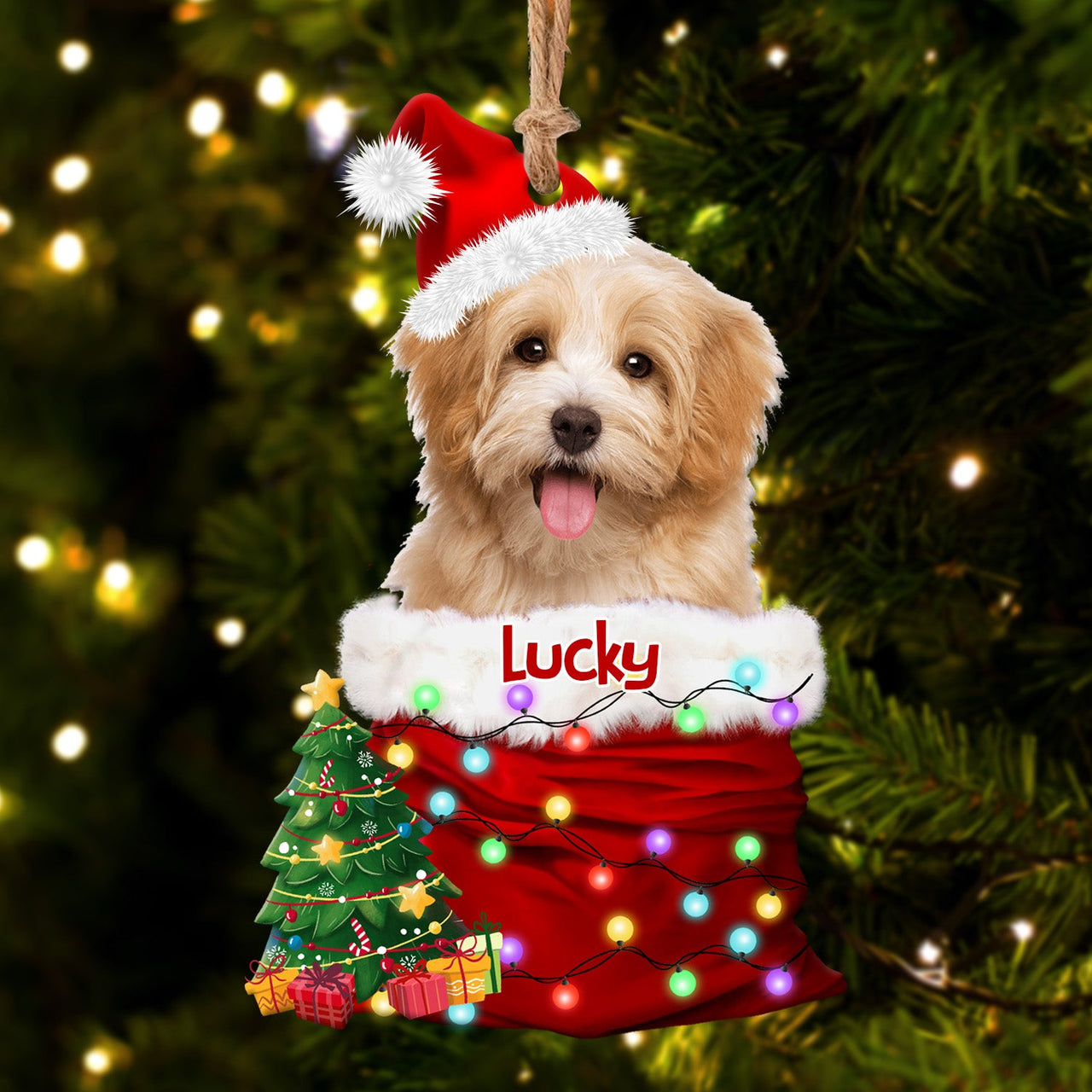 Personalized Upload Photo Dog Christmas Santa Acrylic Ornament, Customized Holiday Ornament JonxiFon