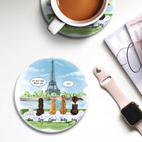 Thumbnail for Personalized Pet Memorial Circle Stone Coasters-Dog Cat Loss Gifts-Pet Bereavement Gift-DOG & CAT-Eiffel Tower - Jonxifon