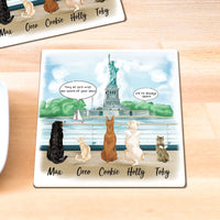 Thumbnail for Personalized Pet Memorial Square Stone Coasters-Dog Cat Loss Gifts-Pet Bereavement Gift-DOG & CAT-Statue of liberty - Jonxifon