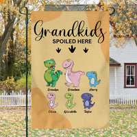 Thumbnail for Grandkids Spoiled Here- Funny Personalized Garden Dinosaur Flag - Jonxifon