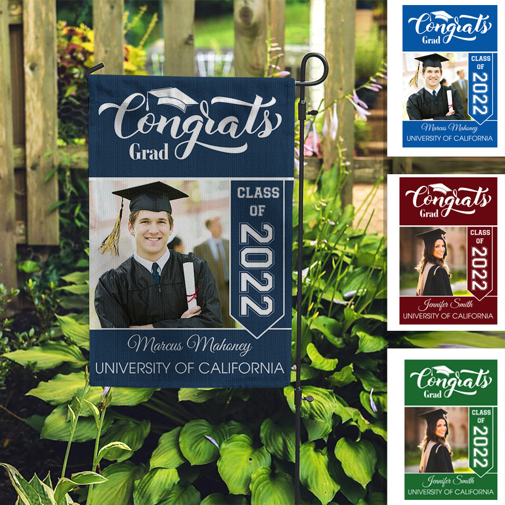 Graduation Flag Congrats Grad - Customized Garden Flag, Graduation Gift