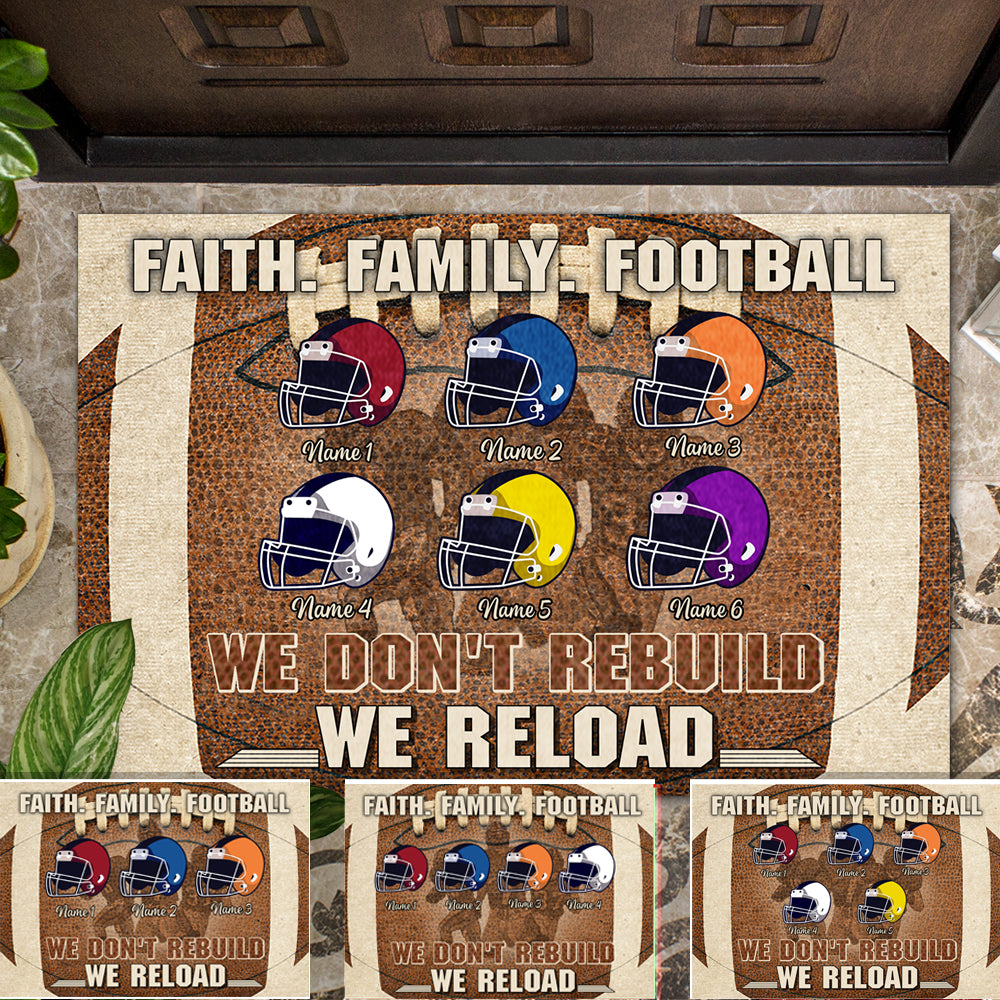 Faith Football Family - Personalized Family Football Doormat