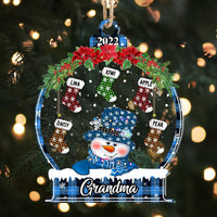 Thumbnail for Personalized Snowman Grandma Grandkids Stockings Printed Acrylic Ornament, Gift For Grandma Nana Mommy Aunt