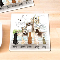 Thumbnail for Personalized Pet Memorial Square Stone Coasters-Dog Cat Loss Gifts-Pet Bereavement Gift-DOG & CAT-London Bridge - Jonxifon