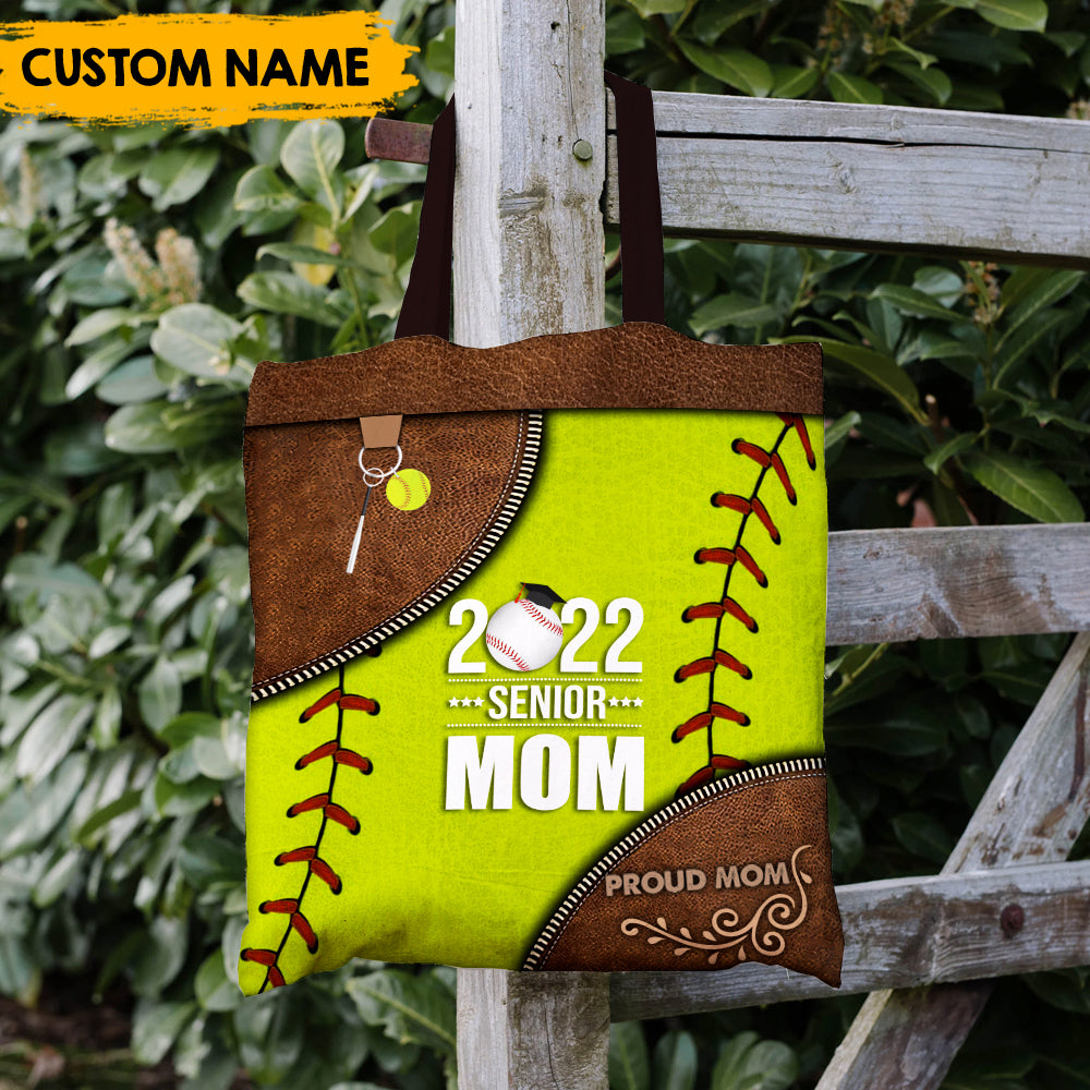 Proud 2022 Senior Mom - Personalized Leather Pattern Printed Tote Bag