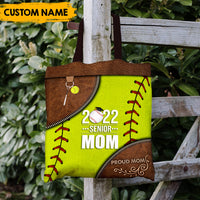 Thumbnail for Proud 2022 Senior Mom - Personalized Leather Pattern Printed Tote Bag