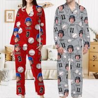 Thumbnail for Personalized Upload Photo Custom Face Baseball Sport Pajamas, Gift For Baseball Lover CHI-YEN