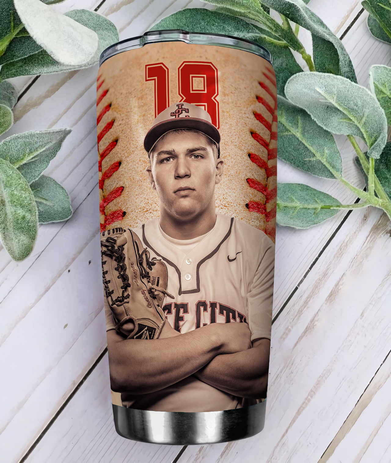 Personalized Upload Photo Baseball Tumbler, Gift For Baseball Lover