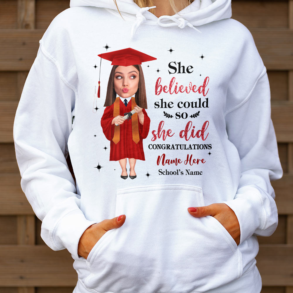 Personalized She Believed She Could Senior Class Of 2023 Graduation T-shirt, Grad Gift CustomCat