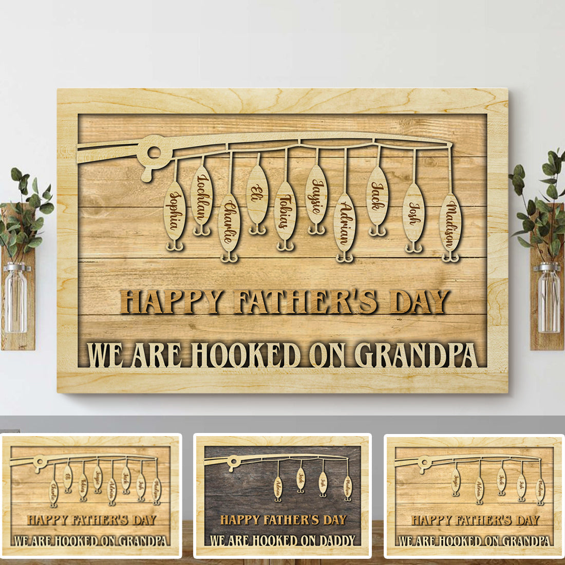 WE ARE HOOKED ON GRANDPA/DADDY - Personalized Canvas