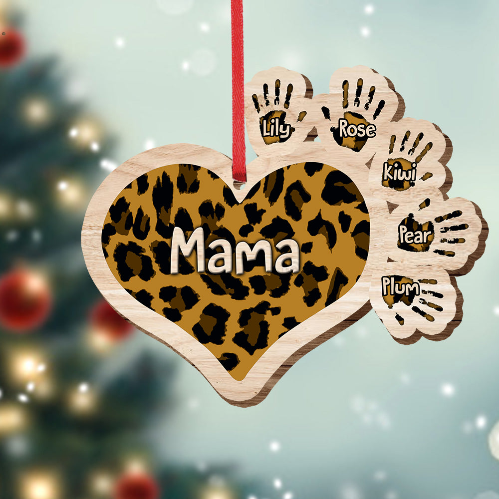 Gift For Grandma Hands Christmas Wood Ornament, Customized Holiday Ornament CHI-YEN