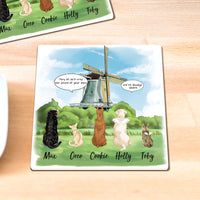 Thumbnail for Personalized Pet Memorial Square Stone Coasters-Dog Cat Loss Gifts-Pet Bereavement Gift-DOG & CAT-Windmills - Jonxifon