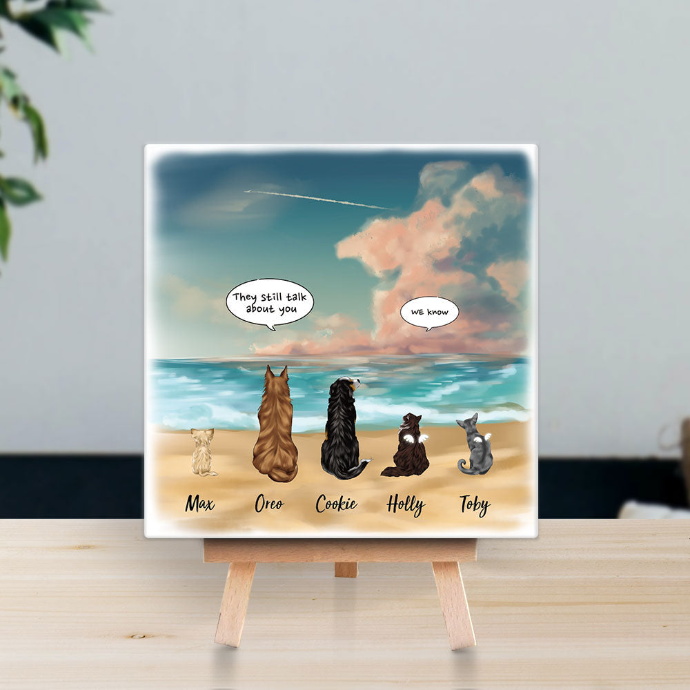 Personalized Pet Memorial Square Stone Album-Dog Cat Loss Gifts-Pet Bereavement Gift-DOG & CAT-Rosy cloud - Jonxifon