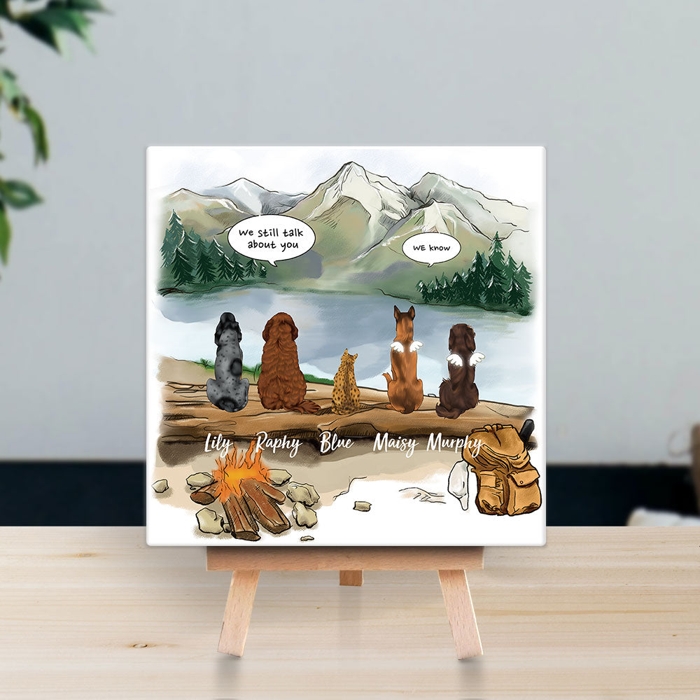 Personalized Pet Memorial Square Stone Album-Dog Cat Loss Gifts-Pet Bereavement Gift-DOG & CAT-Mountain-hiking - Jonxifon