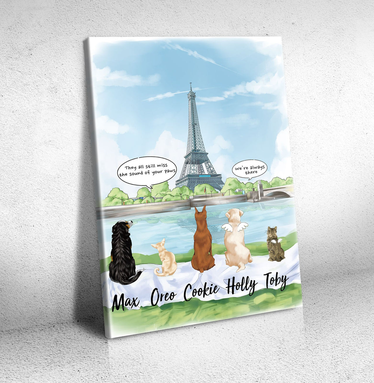 Canvas Eiffel Tower Print - Fluffy Dog & Cat Memorial Gifts - Jonxifon