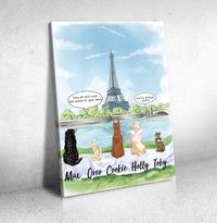 Thumbnail for Canvas Eiffel Tower Print - Fluffy Dog & Cat Memorial Gifts - Jonxifon