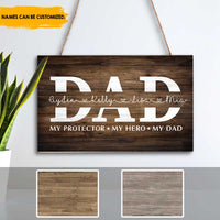 Thumbnail for Dad My Protector My Hero My Dad Personalized Rectangle Wood Sign