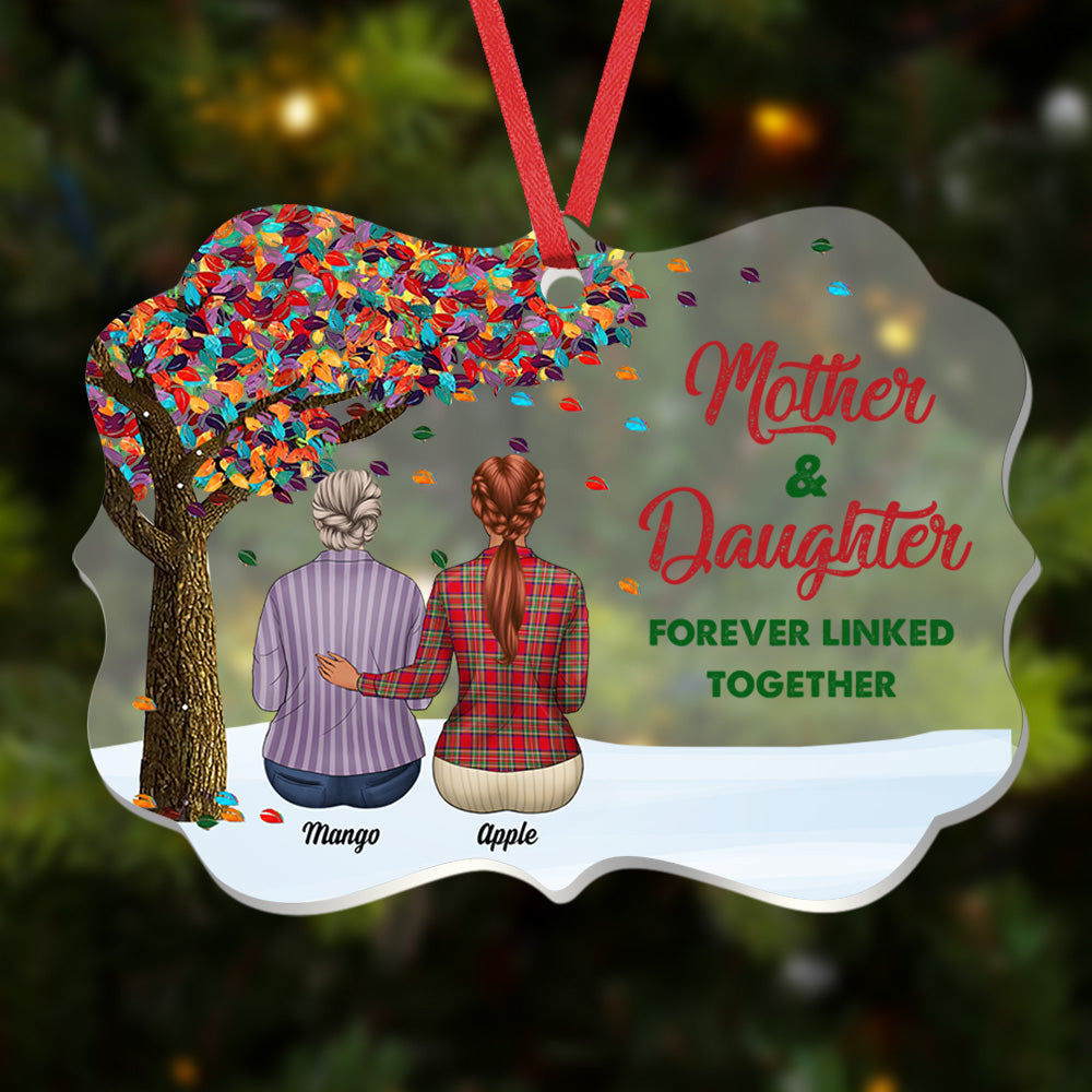 Personalized Mom Grandma Tree Daughters Acrylic Benelux Ornament, Customized Holiday Ornament CHI-YEN