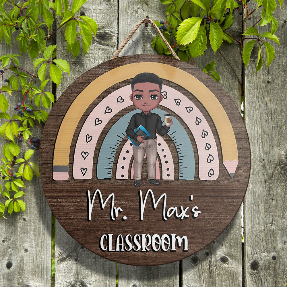 Personalized Rainbown Teacher Wood Sign, DIY Gift For Back To School Dung-Yen