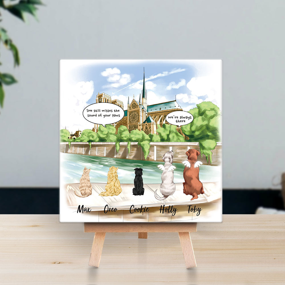 Personalized Pet Memorial Square Stone Album-Dog Cat Loss Gifts-Pet Bereavement Gift-DOG & CAT-Notre-Dame de Paris - Jonxifon