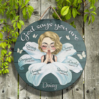 Thumbnail for Personalized God Say You Are Flower Girl Wood Sign, Gift For Friend CHI-YEN