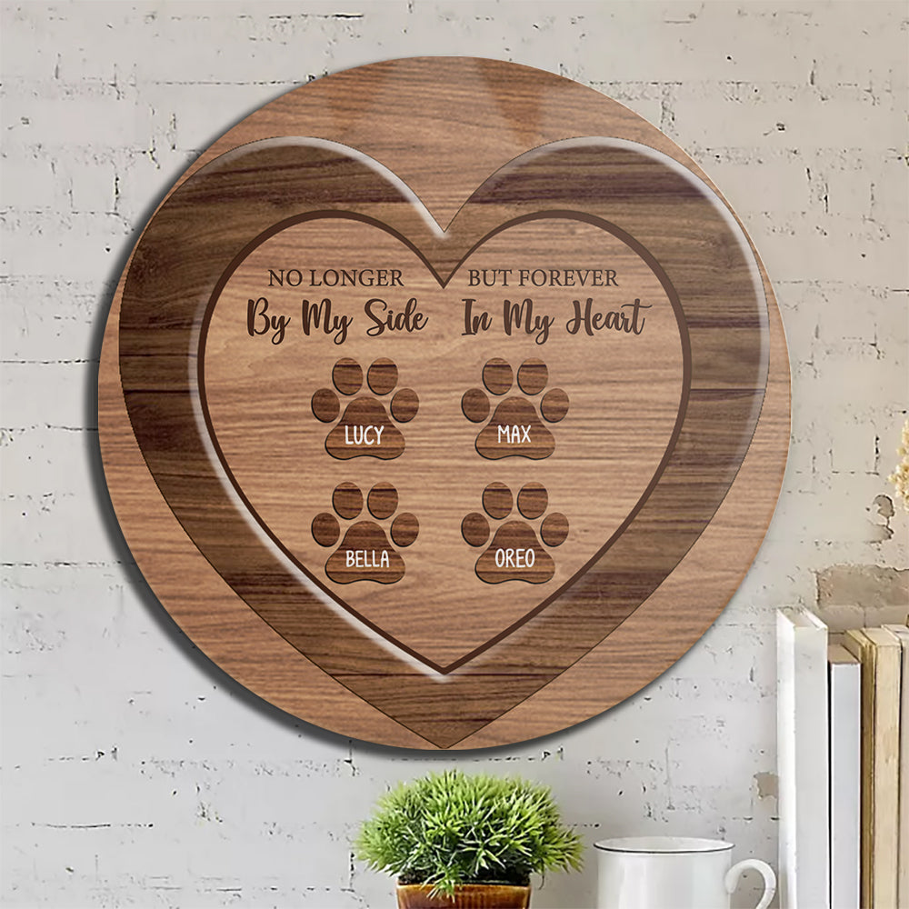 Forever In Our Heart - Personalized Round Wooden Door Sign - Jonxifon